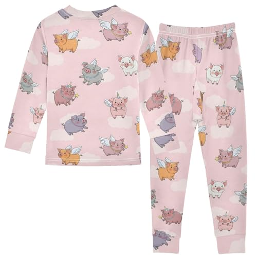 Pajama Sets Long Sleeve Flying Pigs Cute Funny Soft Comfy Sleepwear 2 Piece PJS 3-8T3