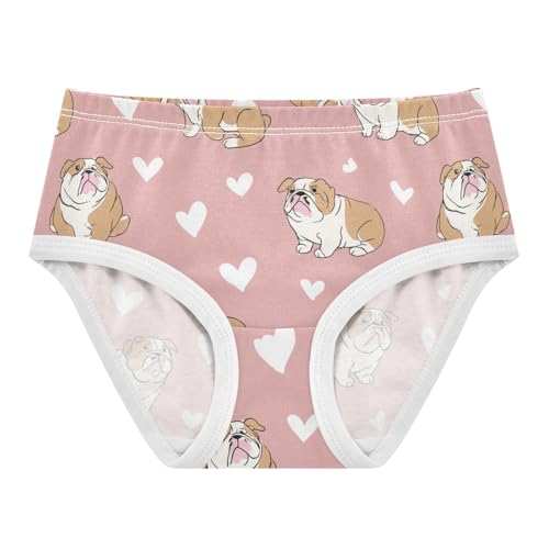 Wusikd Cute Bulldog Girls' Underwear Cotton Pink Hearts Girls Briefs Soft Toddler Underwear 2T