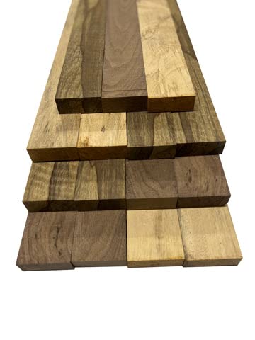 Exotic Wood Zone | Combo Pack of 15 Cutting Board Blocks of Black Walnut, Spalted Tamarind, Black Limba | ¾ x 2 x 24 inches