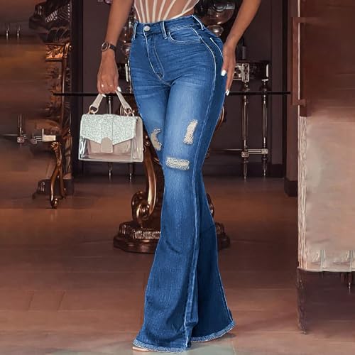 Bell Bottom Jeans for Women Bootcut Ripped High Waisted Flare Jeans Distressed Ladies Casual Pants Trousers 20253