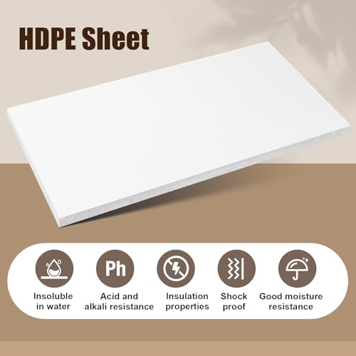 Image of Frienda White Hdpe Plastic Sheet 3 /4 inch Thick, Size 12 inch x 48 inch, Hdpe Sheet Board, Starboard Board, High Density Polyethylene Solid Plastic Block for DIY Projects for Machining Home Crafts