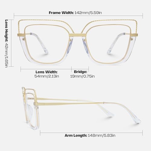 Image of Zeelool Stylish Oversize Cat Eye Glasses Frame for Women with Non-prescription Clear Ornella ZJGX370408-03 Crystal