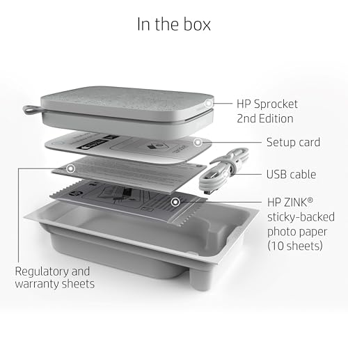 HP Sprocket 2x3" Instant Smartphone Photo Printer - Portable Color Wireless Mobile Printer - Zink Sticky-Back Photos - Print from Compatible iOS & Android Devices with Bluetooth w/Fun App - Luna Pearl