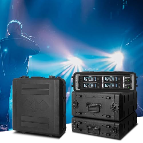 HOHIYO 2U Rack Koffer, flach, 16 Zoll tief, 19 Zoll Rackmount-Flight-Koffer für Reisen Schutzkoffer mit maßgeschneiderter Schaumstoffeinlage Aufbewahrungsraum für drahtloses Mikrofonsystem Verstärker