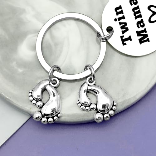 Twin Mom Gifts Keychain Twins Mama Gifts for BFF Pregnancy Presents for New Mother from Family Announcement Presents Keychain Mother's Day Gift for Mommy3