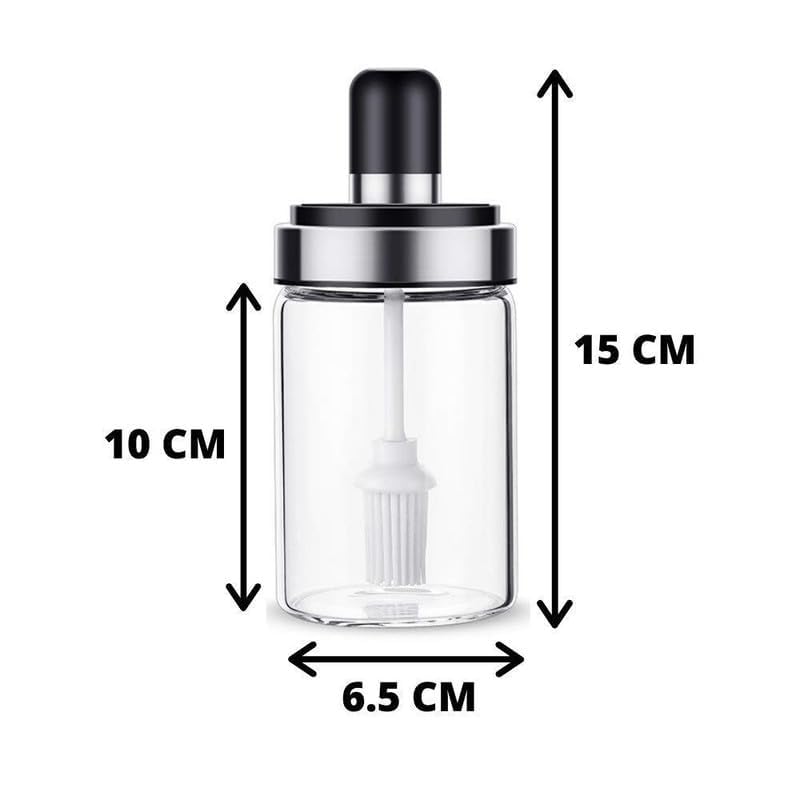 Image of GO STORE Glass Oil Dispenser With Basting Brush, Oil Ghee Containers Bottle for BBQ, Pastry, Grill, Baking, Kitchen Cooking (250 ml)