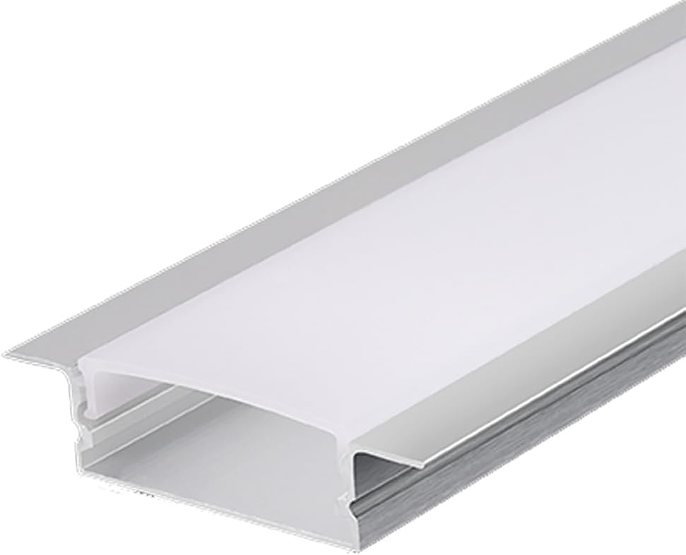 3.3ft/1 Meter U Shape LED Aluminum Channel System for LED Strip Light Installations,LED Diffuser Channel with Milky Cover with edge,30mm*10mm with edge