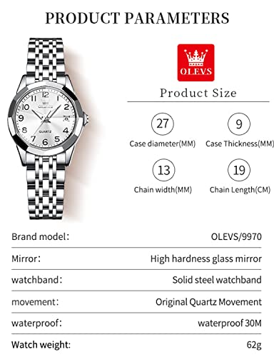 Image of OLEVS Womens Watch Fashion Dress Diamond Female Watches for Ladies Analog Quartz Stainless Steel Waterproof Luminous Day Date Two Tone Wristwatch