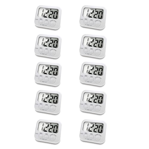 HWIREUIGT 10X Temporizador de Cocina Digital, Pantalla Grande de Fuente Grande, Temporizador de Cocción Trasero Magnético, Alarma