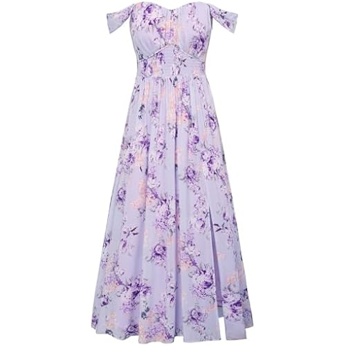 GRACE KARIN 2026 Women's Summer Floral Wedding Guest Dress,Beach Flowy A Line Maxi Off Shoulder Bridesmaid Dresses