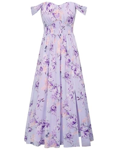 Women's Summer Sleeveless Off Shoulder Floral Flowy A Line Maxi