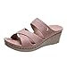 URIBAKY Damen-Hausschuhe, einfarbig, Sandalen und Hausschuhe mit Keilabsatz, Pink - Rosa - Größe: 38 EU