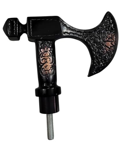 Handcrafted Viking Axe Head Handle with Norse Engravings Solid Metal Cane Topper/Decorative Axe Head for Walking Stick, Medieval Collectibles, LARP, and Home Décor