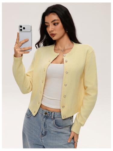 Image of SOLY HUX Women's Button Down Cropped Lightweight Cardigan Sweater | Cute Fall Fashion, 2026