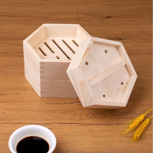 Dim Sum Cantonais Hexagonal en Bois : Panier Grille À Vapeur Authentique