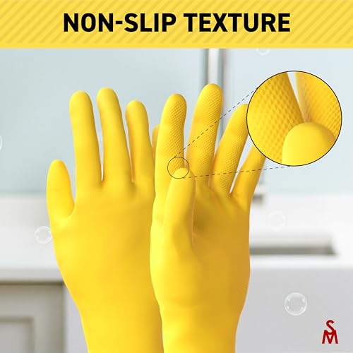 SteadMax 3/6 Pairs Cleaning Gloves, Reusable Natural Rubber Dish Gloves, Non-Slip Gloves for Kitchen and Household - Image 4