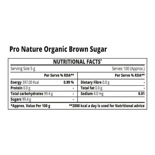 Image of Pro Nature 100% Organic Brown Sugar - 500g (Pack of 2)
