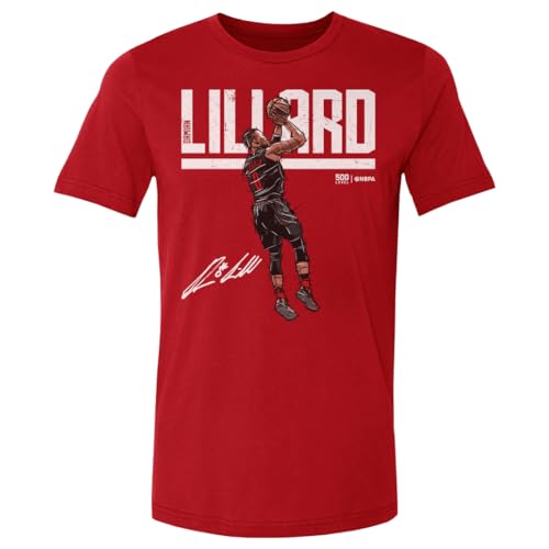 500 LEVEL Damian Lillard Portland Hyper Portland Trail Blazers Shirt (Red, Medium)