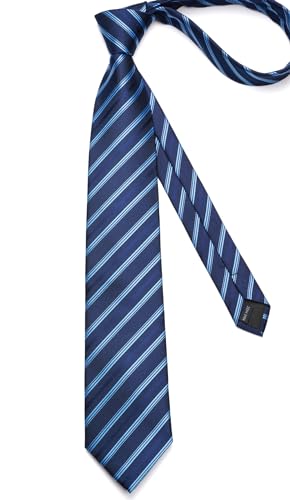 Image of Enlision Ties for Men Plaid Stripe Tie Handkerchief Woven Classic Formal Necktie Pocket Square Clip Set