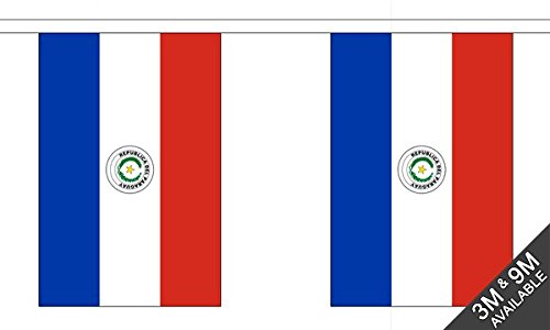 Flagtex Paraguay Fabric Bunting – 9m with 30 Flags – Fabric for Indoor & Outdoor Use – String Flags Banners Paraguayan South America Latin America — image 1