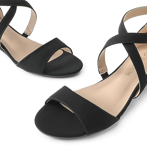 Image of DREAM PAIRS Women's Low Wedge Sandals Ankle Strap Heel Sandal Open Toe Wide Dress Summer Shoes