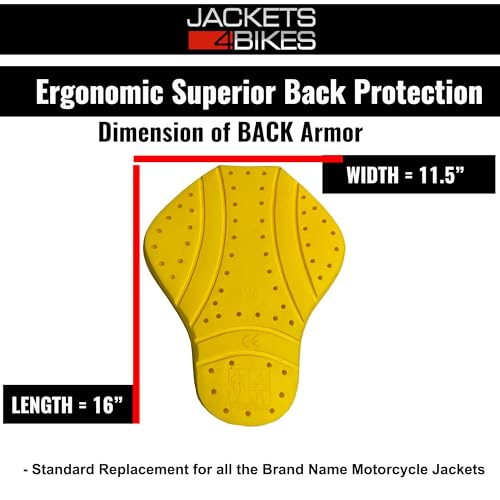 Image of Jackets 4 Bikes CE Level 2 Back, Elbow and Shoulder Certified Armor Pads 5 PC Set, Motorcycle Armor Protector Inserts for Motorcycle Jackets Unisex Yellow