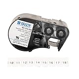 Brady MC-240-498 Vinyl Cloth B-498 Black on White Label Maker Cartridge, 16' Width x 15/64