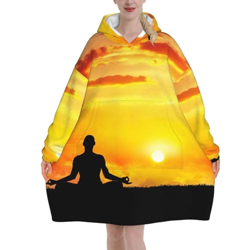Couverture à capuche en flanelle épaisse anti-froid avec poche géante pour rester au chaud
