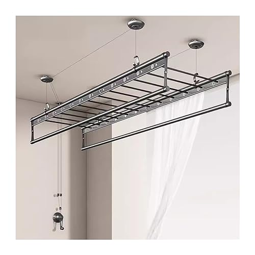 Tendedero para ropa, diseño de columpio de mano elevable, gancho manual de doble barra montado en la parte superior y automático para secar la ropa de balcón, solución doméstica que ahorra espacio