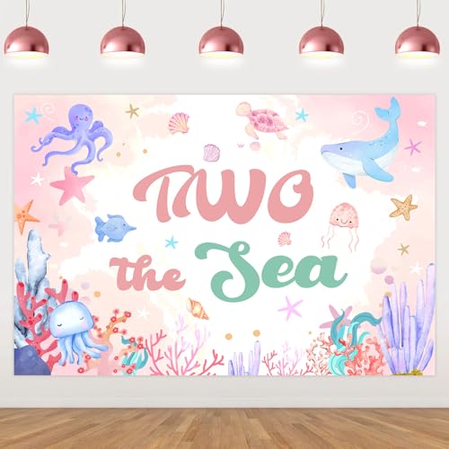 Balterever Mermaid 2nd Birthday Decorations for Girls 5 * 3ft