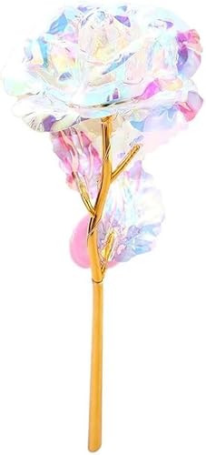 1Pcs Rainbow Rose Galaxy Rose Glass Flowers Colorful Gold Rose Artificial Flowers Best Gifts for Women Wedding Party