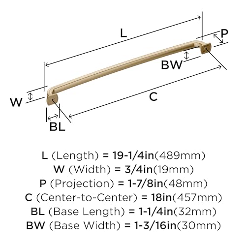 Amerock Surpass 18 inch (457mm) Center-to-Center Golden Champagne Appliance Pull, BP55525BBZ by Amerock - Image 3