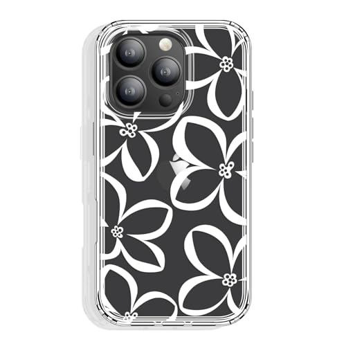 Coque iPhone 16 Pro motif floral blanc, cadeau idéal de protection fine en TPU