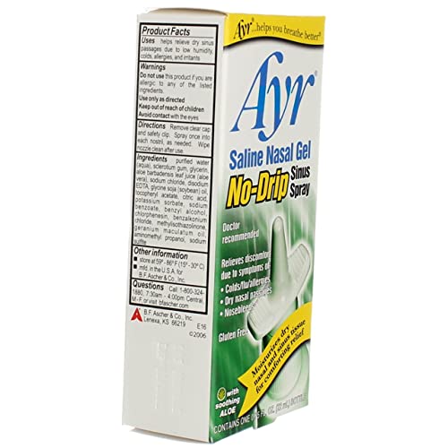 Ayr Saline Nasal Gel No-Drip Sinus Spray 0.75 Oz (Pack Of 6) #TOP3