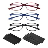 PROFLEX BluOptix z filtrem niebieskiego światła, lekkie, elastyczne, odporne na zarysowania, okulary do czytania komputerowego dla mężczyzn i kobiet (BLK, BLU,RED; +2,5)
