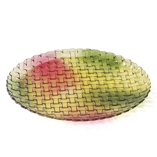 MAGCOLOR Colorful Round Woven Crystal Glass Decorative Plate 11 Inch-Diameter. (Colorful)