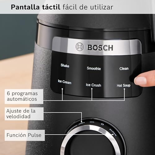 Bosch, batidora de vaso MMB6652B, VitaPower Serie 6, motor de 1800 vatios, velocidad del motor de hasta 45.000 rpm, 6 programas automáticos, jarra batidora Tritan, negro - imagen 9