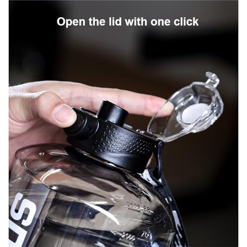 Bouteille d'eau avec marqueur de temps gourde XXL de 2,7L noire
