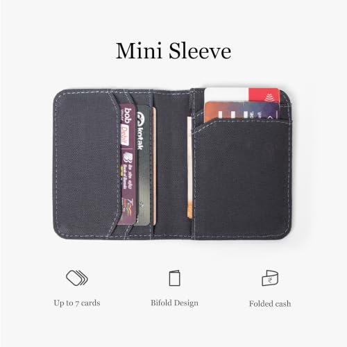 Image of Bellblock Mini Sleeve Canvas Card Holder for Men /Women | Slim Handcrafted Bifold Card Wallet | Holds Upto 7 Credit /Debit /ATM Cards & Folded Cash | Grey