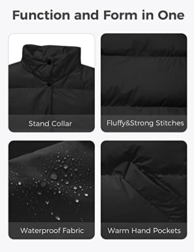 Wantdo Women's Vests Outwear Black Puffer Vests Warm Winter Coats (Black, Large) #TOP5