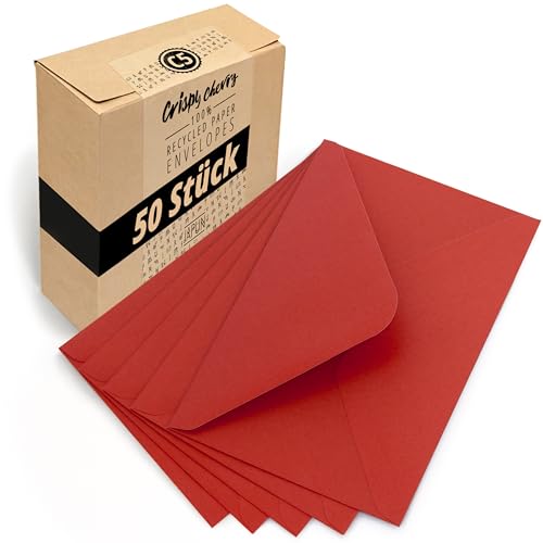 Japun - buste (50 pezzi) di carta, busta, senza finestra - DIN C5-220 x 156 mm - rosso