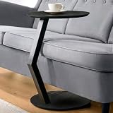 LOE(ロエ) 【日本企画】 サイドテーブル 丸型 幅40×奥行40×高さ59cm ソファー横 ベッドサイドテーブル 北欧 木目 ブラック 1台