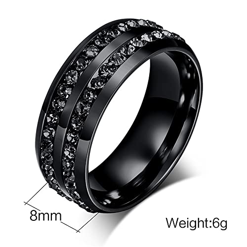 Razered Titanium Steel Inlay And Womens Black wedding ring couple Princess Cut Heart CZ Crystal Engagement Band Bridal Jewelry3