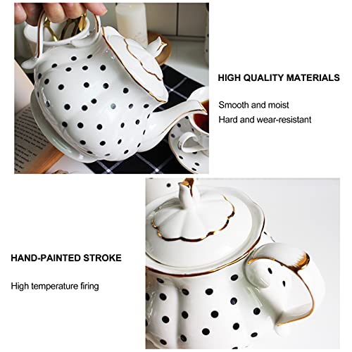 Jessie Polka Dot Ceramic Teapot - Pumpkin Shape
