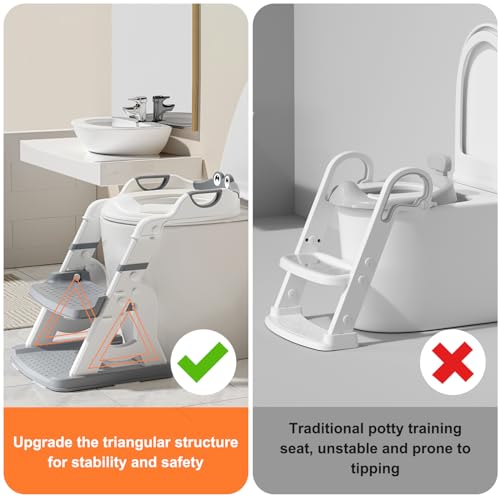 Tuckinn Potty Training Seat, Toddler Toilet Seat For Little Boys Girls, 2-In-1 Potty Training Toilet With Step Stool Ladder Soft Cushioned Seat Splash Guard thumb #3