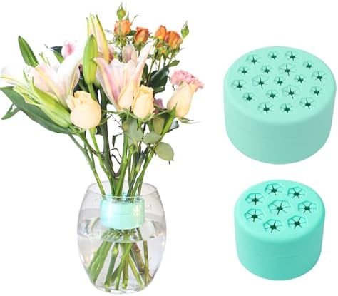 DUAIU Spiral Ikebana Stem Holder, 2 Pcs Silicone Flower Arrangement DIY Bouquet Holder for Vases, Round (Green, L+S)