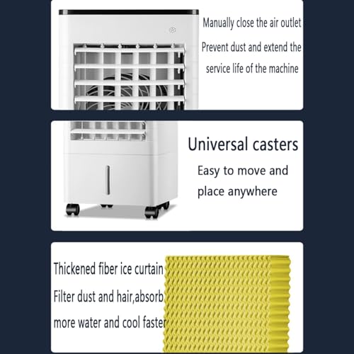 Raffreddatore d'aria evaporativo portatile, capacità 9L, telecomando, 3 impostazioni di velocità, ventola oscillante, ad alta efficienza energetica per casa, ufficio, camera da letto, funzionamento