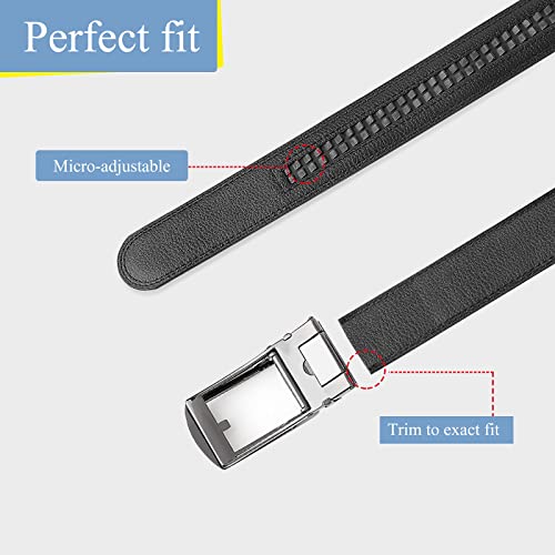 Vonmelli Boys Ratchet Leather Belt Adjustable Dress Belts Click Sliding Buckle For Jeans School Uniform Black S #TOP4