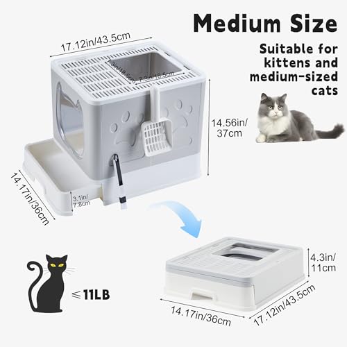 Caja de arena cubierta para gatos mediana con tapa miniatura 6