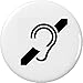 Deaf Symbol (black/white) 1.25â€ Pinback Button Pin Deafness Hard of Hearing Loss